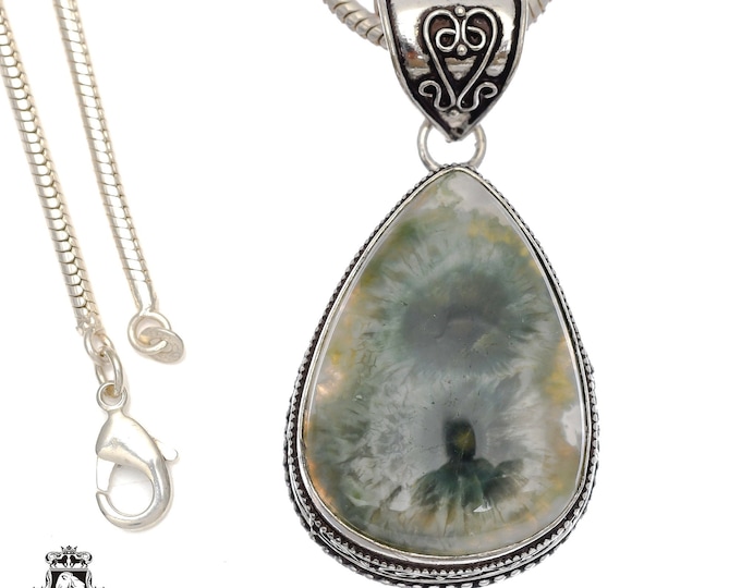 Ocean Jasper Pendant & FREE 3MM Italian 925 Sterling Silver Chain V779