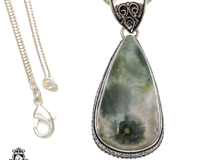 Ocean Jasper Pendant & FREE 3MM Italian 925 Sterling Silver Chain V778