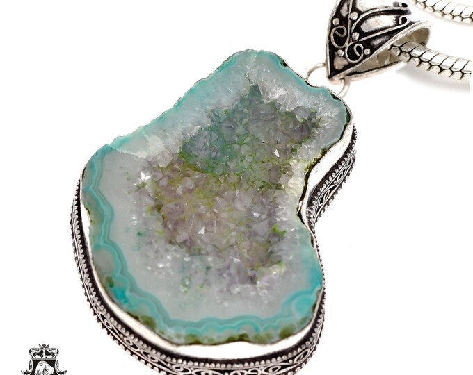 Tabasco Geode Pendant & FREE 3MM Italian 925 Sterling Silver Chain V601