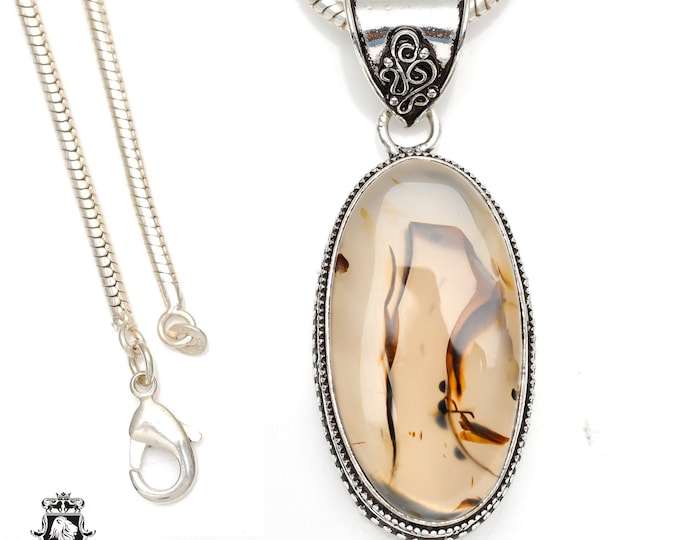 Stone of Desire! MONTANA Agate Pendant & FREE 3MM Italian 925 Sterling Silver Chain V260