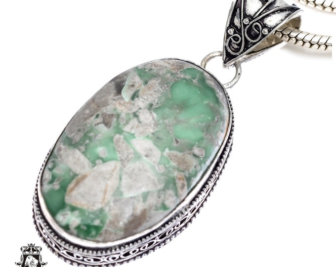 VARISCITE (Nevada Mined) Pendant & FREE 3MM Italian 925 Sterling Silver Chain V390