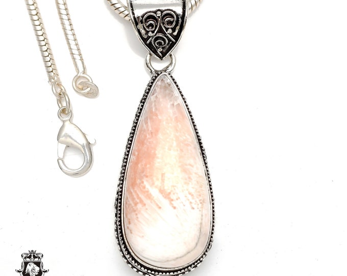 Makes a great Buy! SCOLECITE Pendant & FREE 3MM Italian 925 Sterling Silver Chain V193
