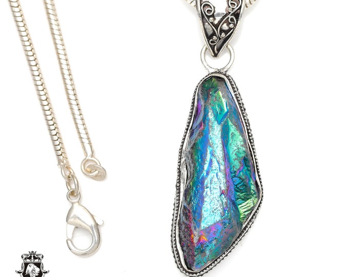 Titanium Sunshine Druzy Cluster Pendant & FREE 3MM Italian 925 Sterling Silver Chain V205