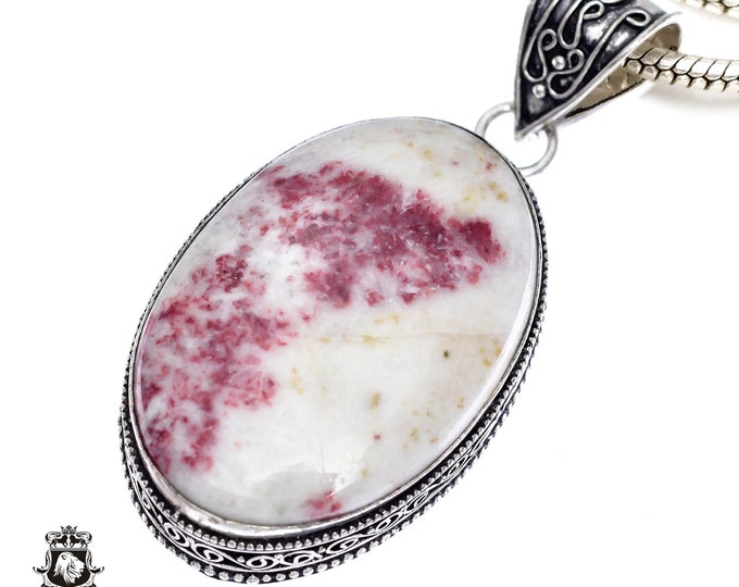 Pink TOURMALINE Matrix In QUARTZ Pendant & FREE 3MM Italian 925 Sterling Silver Chain V408