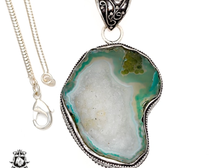 Tabasco Geode Pendant & FREE 3MM Italian 925 Sterling Silver Chain V608