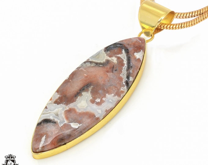 Crazy Lace Agate Pendant Necklaces & FREE 3MM Italian 925 Sterling Silver Chain GPH611