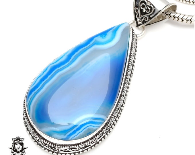 Banded Agate Pendant & FREE 3MM Italian 925 Sterling Silver Chain V108