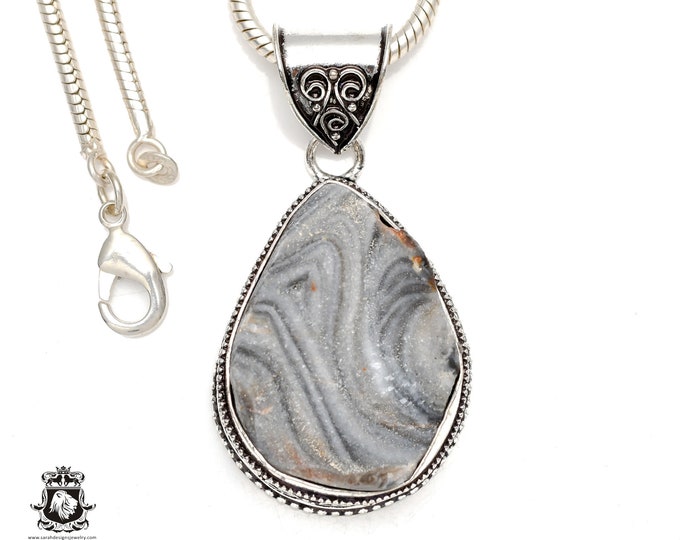 Desert Druzy  Drusy Druze Pendant & FREE 3MM Italian 925 Sterling Silver Chain V139