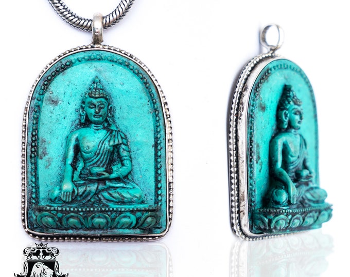 Meditation Zen Gautama Buddha Carving Pendant FREE 3MM Italian Snake Chain N51