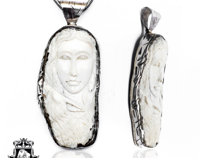 Pocahontas Carving Pendant & FREE 3MM Italian 925 Sterling Silver Chain N229