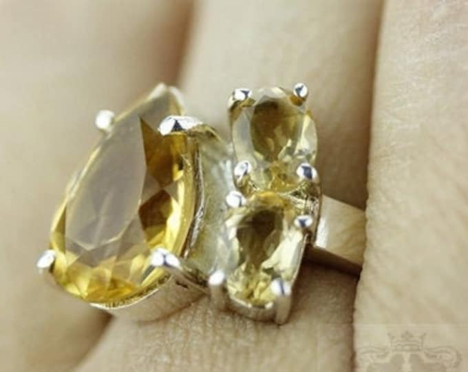 SIZE 6.5 MARQUISE Cut CITRINE Fine 925 Sterling Silver Ring (Nickel Free) r340