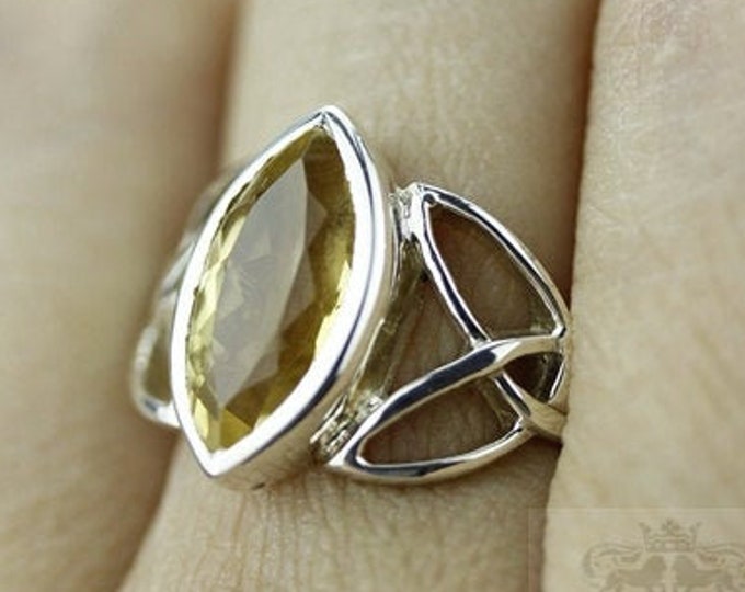 Size 6 MARQUISE CUT CITRINE Fine 925 Sterling Silver Ring (Nickel Free) r328