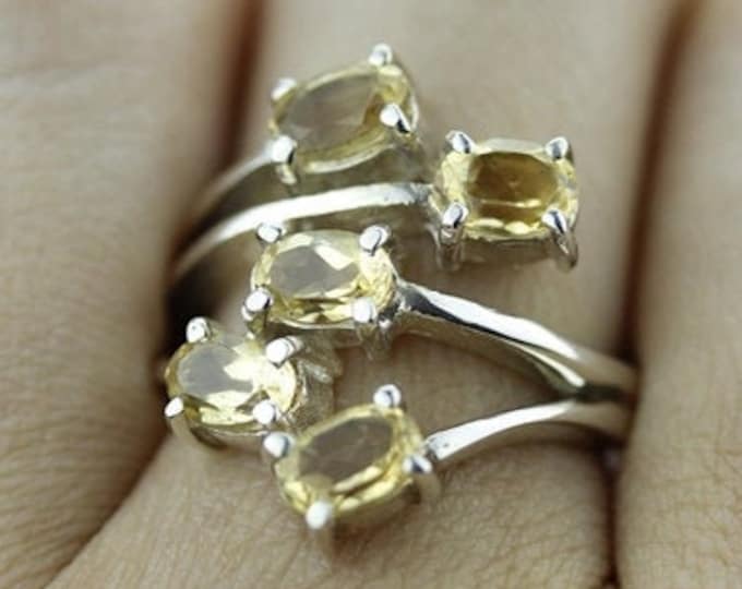 Size 6.5 ELABORATE 11 Carat COMBINED CITRINE Fine 925 Sterling Silver Ring (Nickel Free) r288