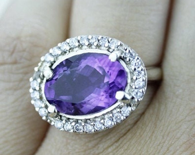 Size 5  21 CARAT AMETHYST Topaz Fine 925 Sterling Silver Ring (Nickel Free) r426