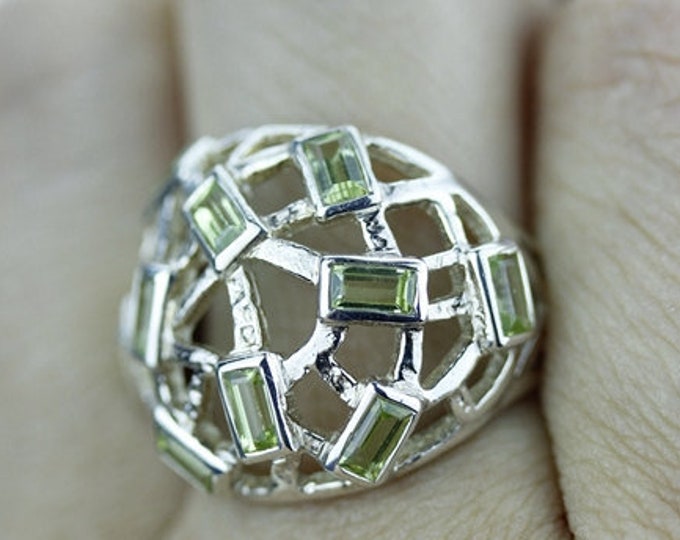 SIZE 7 WIREWORK PERIDOT Fine 925 Sterling Silver Ring (Nickel Free) r893