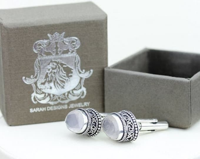 Vintage Filigree Antique 925 Sterling Silver Unisex Cufflink Men's cufflinks Rose Quartz Vintage Cufflinks Men's Cufflinks Men's Accessories