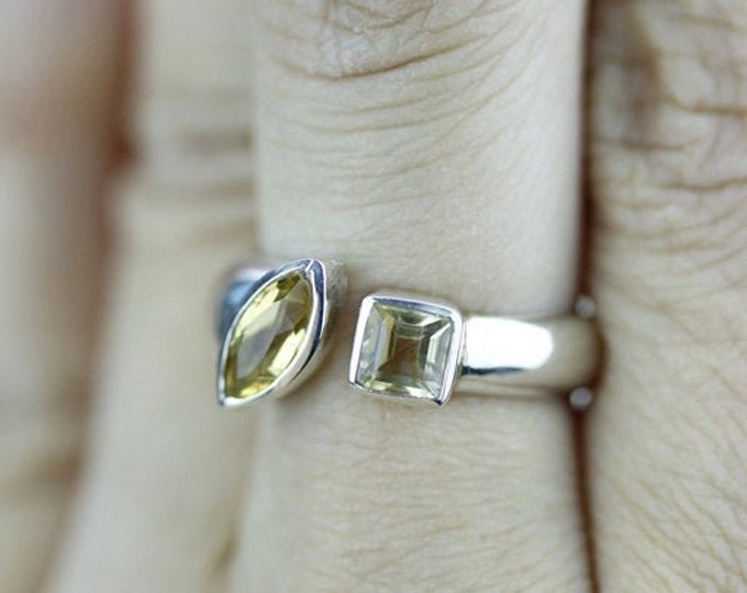 Size 6.5 CITRINE Dual PLAIN SETTING Fine 925 Sterling Silver Ring (Nickel Free) r1329