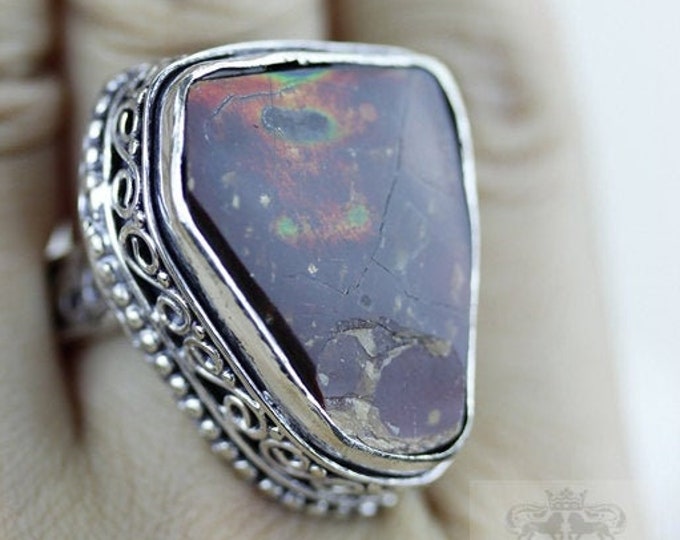 Size 7  CANADIAN AMMOLITE Fine 925 Sterling Silver Ring (Nickel Free) r1614