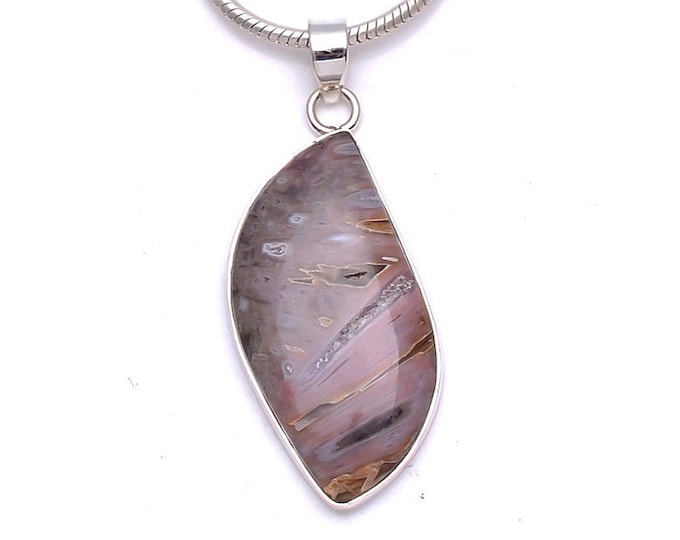 STICK AGATE Fine 925 Sterling Silver Pendant & FREE 3MM Italian 925 Sterling Silver Chain P6241