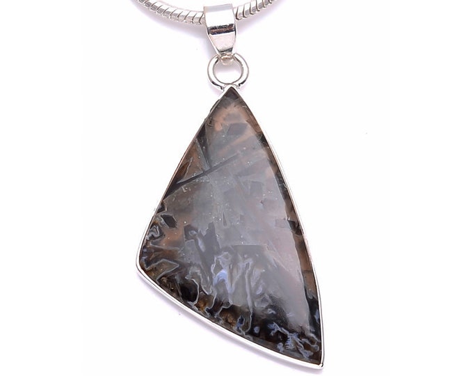 Moroccan STICK AGATE Fine 925 Sterling Silver Pendant & FREE 3MM Italian 925 Sterling Silver Chain P6215