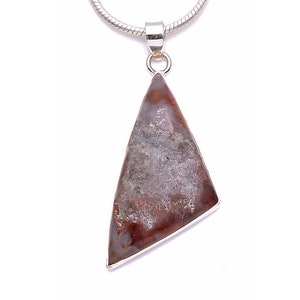 3 inch Semi-Rough Polished THULITE Fine 925 Sterling Silver Pendant & FREE 2MM Italian 925 Sterling Silver Chain P6220