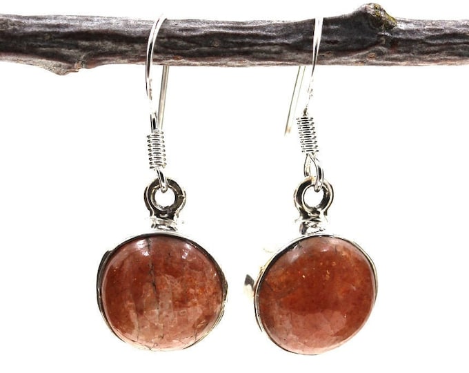 Genuine Sunstone Dangle & Drop Earrings 925 Solid (Nickel Free) Sterling Silver Earrings WHOLESALE price / Made in Canada