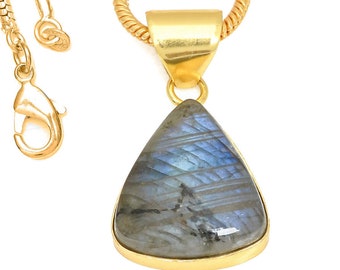 Blue Labradorite Pendant Necklaces & FREE 3MM Italian 925 Sterling Silver Chain GPH431