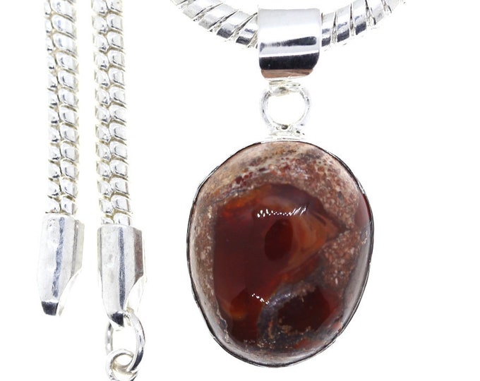 Fire Opal 925 Sterling Silver Pendant & FREE 3MM Italian 925 Sterling Silver Chain O26