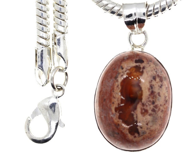 Fire Opal 925 Sterling Silver Pendant & FREE 3MM Italian 925 Sterling Silver Chain O56