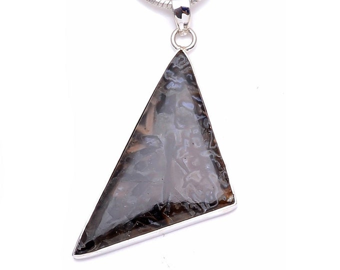 Stick Agate Fine 925 Sterling Silver Pendant & FREE 3MM Italian 925 Sterling Silver Chain P6258