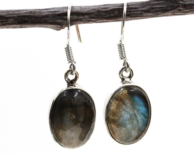 Labradorite Dangle & Drop Earrings 925 Solid (Nickel Free) Sterling Silver Earrings WHOLESALE price / Made in Canada Minimalist Earrings