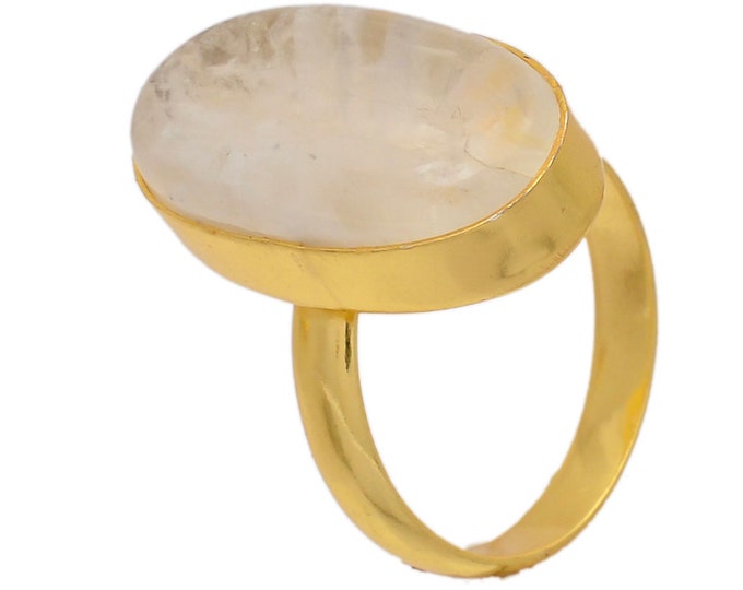 Size 9.5 - Size 11 Moonstone Ring Meditation Ring 24K Gold Ring GPR65