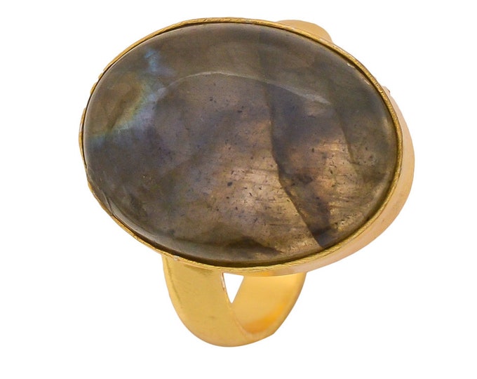 Size 9.5 - Size 11 Purple Labradorite Ring Meditation Ring 24K Gold Ring GPR1252