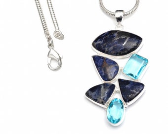 Pietersite 925 Sterling Silver Pendant & 2MM Italian 925 Sterling Silver Chain P9173