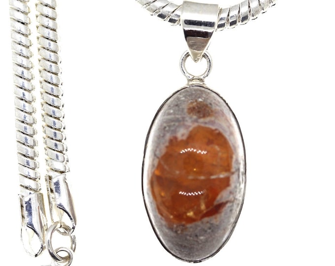 Fire Opal 925 Sterling Silver Pendant & FREE 3MM Italian 925 Sterling Silver Chain O61