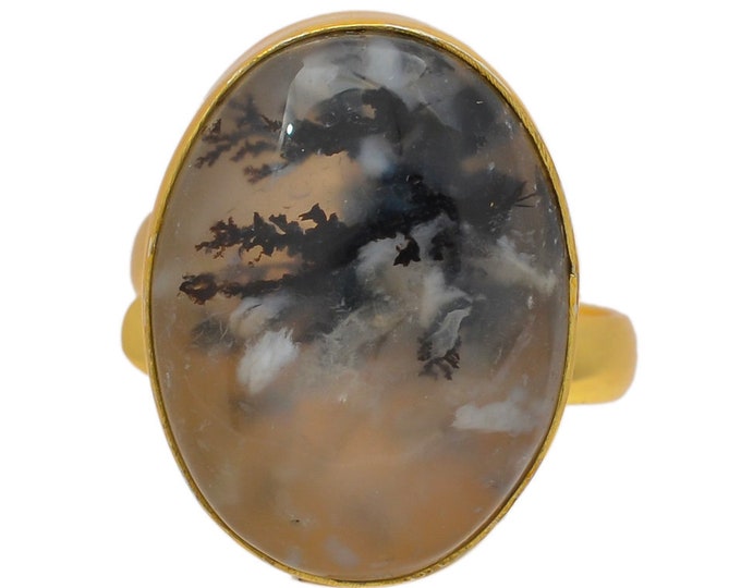 Size 9.5 - Size 11 Montana Agate Ring Meditation Ring 24K Gold Ring GPR83
