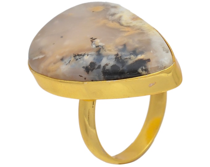 Size 8.5 - Size 10 Montana Agate Ring Meditation Ring 24K Gold Ring GPR88