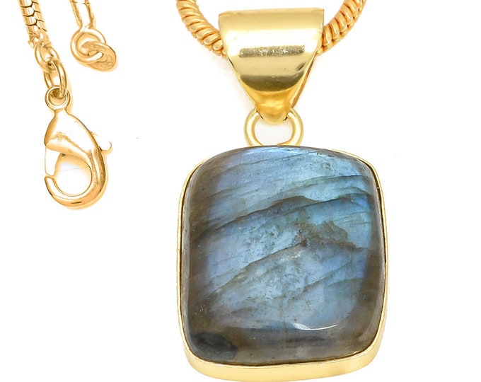 Blue Labradorite Pendant Necklaces & FREE 3MM Italian 925 Sterling Silver Chain GPH435