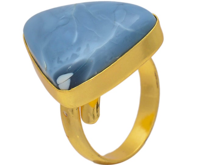 Size 8.5 - Size 10 Owyhee Opal Ring Meditation Ring 24K Gold Ring GPR126