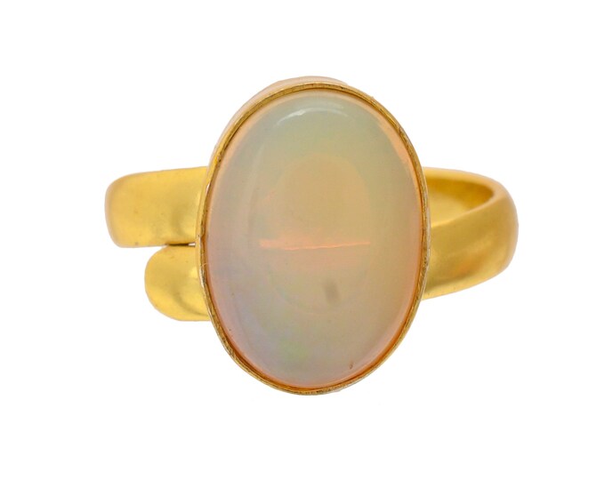 Size 6.5 - Size 8 Ethiopian Opal Ring Meditation Ring 24K Gold Ring GPR1704