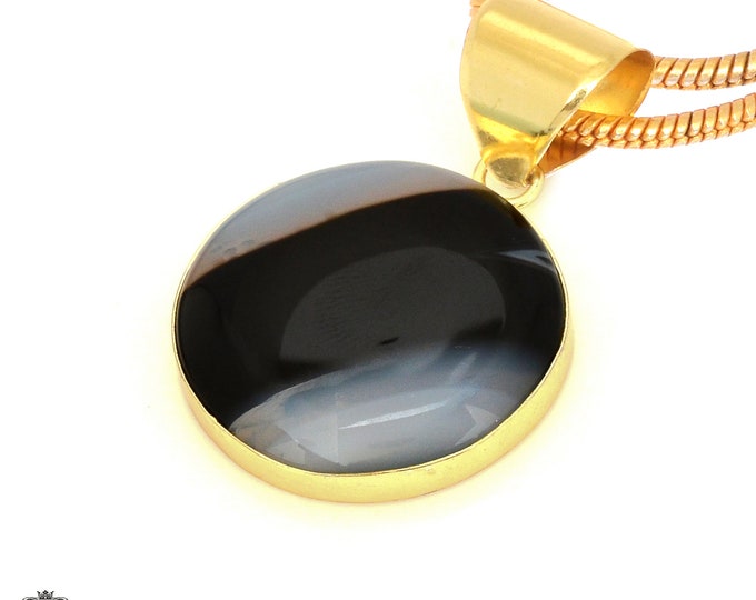 Banded Agate Pendant Necklaces & FREE 3MM Italian 925 Sterling Silver Chain GPH1805