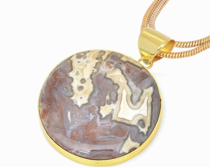 Crazy Lace Agate Pendant Necklaces & FREE 3MM Italian 925 Sterling Silver Chain GPH601