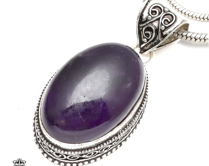 African Amethyst Pendant & FREE 3MM Italian 925 Sterling Silver Chain V0181