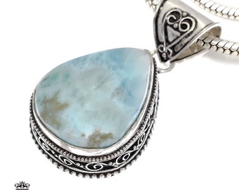 Caribbean LARIMAR Pendant & FREE 2MM Italian 925 Sterling Silver Chain V867