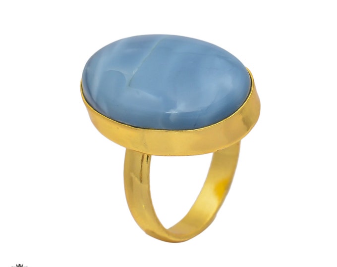 Size 9.5 - Size 11 Owyhee Opal Ring Meditation Ring 24K Gold Ring GPR133