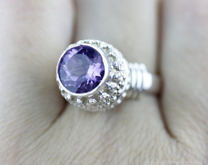 Size 6 VINTAGE FILIGREE AMETHYST Fine 925 Sterling Silver Ring (Nickel Free) r545