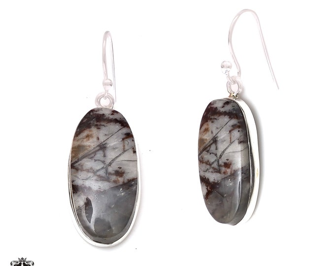 Utah Porcelain Jasper 925 Sterling Silver Hook Dangle Earrings E327