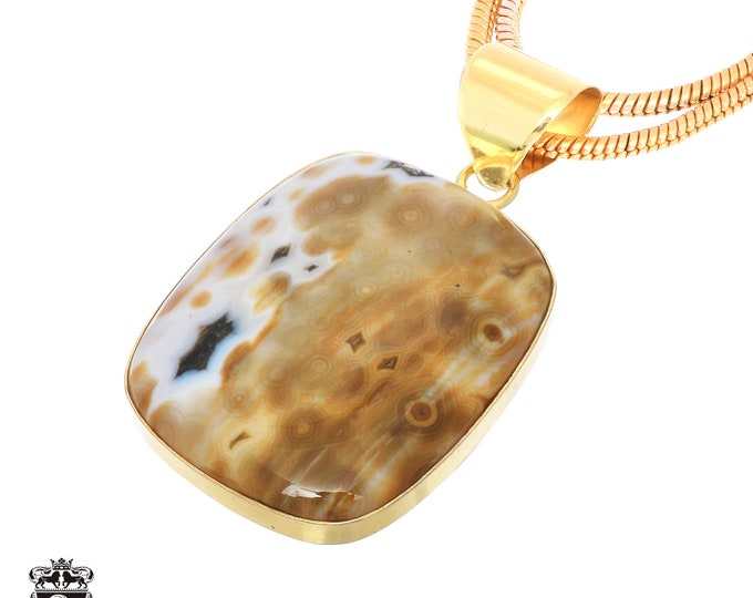 Ocean Jasper Pendant Necklaces & FREE 3MM Italian 925 Sterling Silver Chain GPH732