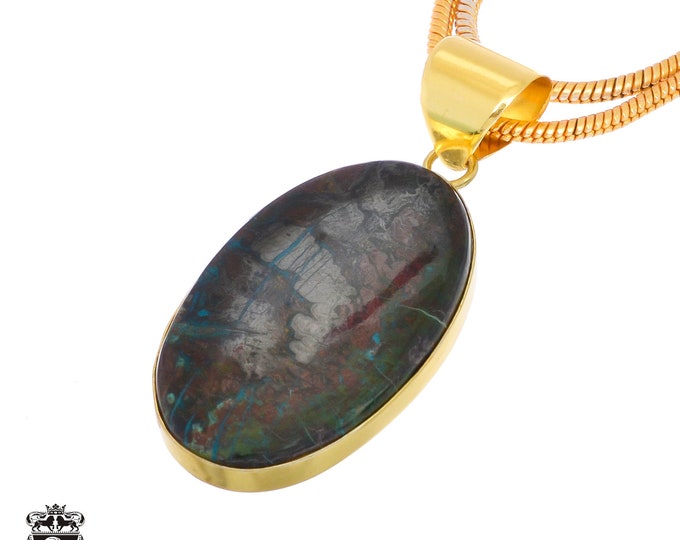 Chrysocolla Pendant Necklaces & FREE 3MM Italian 925 Sterling Silver Chain GPH1243