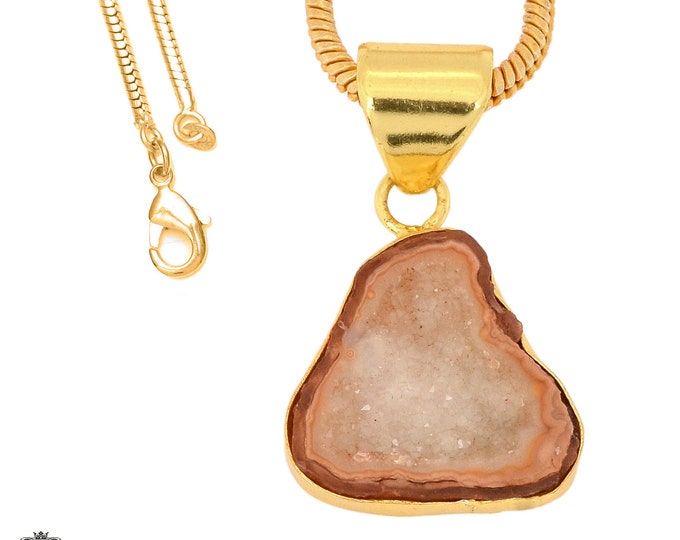 Tabasco Geode Pendant Necklaces & FREE 3MM Italian 925 Sterling Silver Chain GPH1056